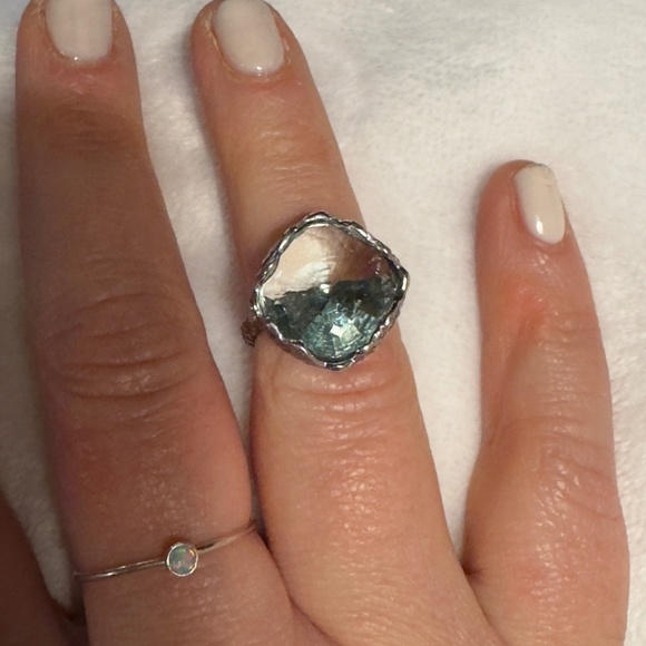Bora Handcrafted Jewelry Textured Sterling Ring Topaz? Size 6.5 - Picture 6 of 9